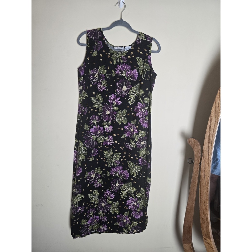 Vintage 90s Womens Dark Cottage Sleeveless Maxi Dress Size 10 Floral Fairy